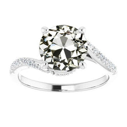 Trouwring met ronde oudgeslepen natuurlijke uit de aarde gewonnen diamant, spanningszetting, 5.25 karaat