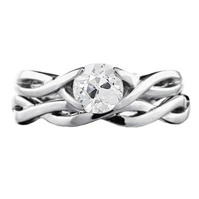 Echt Solitaire Verlovingsring Old Miner 1 karaat Infinity Style Shank