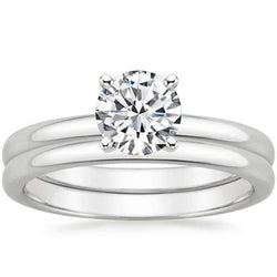 Natuurlijke uit de aarde gewonnen diamanten solitaire ringbandset 3 karaat 14K Witgoud comfort fit