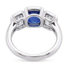 Afbeelding in Gallery-weergave laden, Echte 3 Stone Emerald Diamond &amp; Ceylon Sapphire Ring Bezel Set Goud 3 karaat
