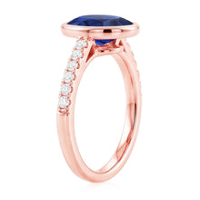 Afbeelding in Gallery-weergave laden, Echte Blauwe Saffier Solitaire Ring Bezel Set Met Diamanten Goud 3,50 Karaat
