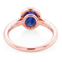 Afbeelding in Gallery-weergave laden, Echte Blauwe Saffier Solitaire Ring Bezel Set Met Diamanten Goud 3,50 Karaat
