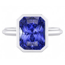 Afbeelding in Gallery-weergave laden, Echte Dames gouden solitaire ring, stralend geslepen saffier bezel set 2,50 karaat
