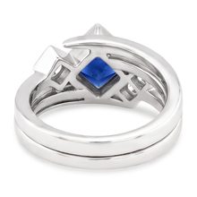 Afbeelding in Gallery-weergave laden, Echte Diamant Fancy Ring 2 Karaat Bezel Prinses Blauwe Saffier
