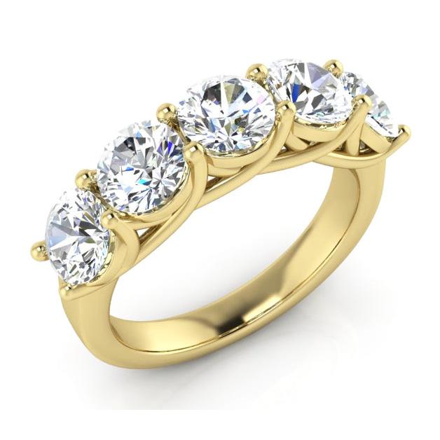 Echte Diamant Jubileum Band Geel Goud 5 Stenen