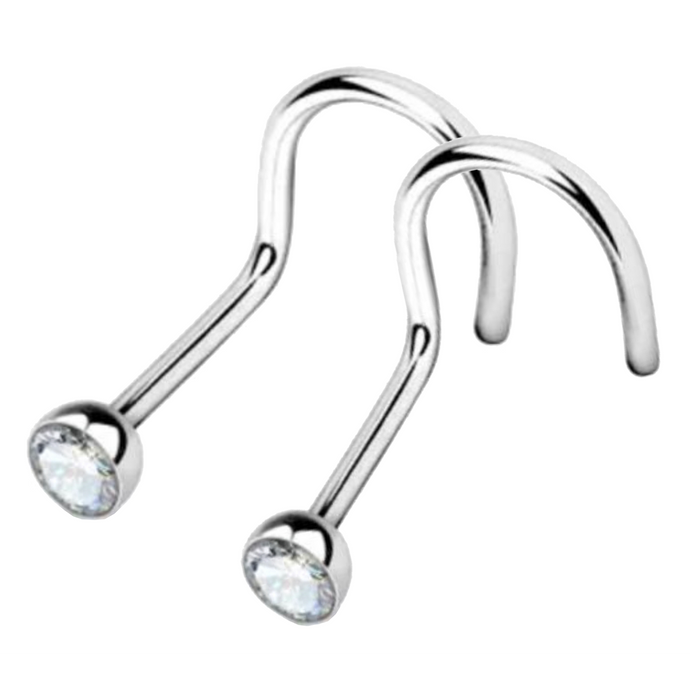 Echte Diamant Neus Pin Set Kurk Schroef Stijl
