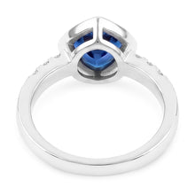 Afbeelding in Gallery-weergave laden, Echte Diamanten edelsteen sieraden 2 karaat biljoen bezel set blauwe saffier ring
