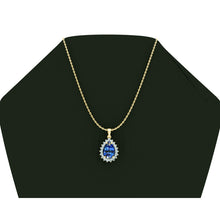 Afbeelding in Gallery-weergave laden, Echte Druppelvormige Blauwe Saffier Hanger Met Diamanten
