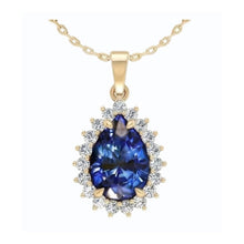 Afbeelding in Gallery-weergave laden, IGI GECERTIFICEERDE Echte Teardrop Blauwe Saffier Hanger Met Diamanten
