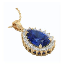 Afbeelding in Gallery-weergave laden, IGI GECERTIFICEERDE Echte Teardrop Blauwe Saffier Hanger Met Diamanten
