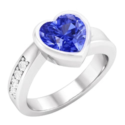 Echte Edelsteen Ring Hart Bezel Set Ceylon Sapphire 2.25 Karaat Sieraden