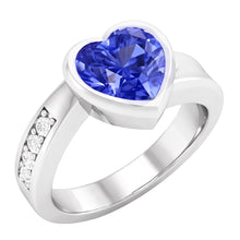 Afbeelding in Gallery-weergave laden, Echte Edelsteen Ring Hart Bezel Set Ceylon Sapphire 2.25 Karaat Sieraden
