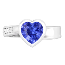 Afbeelding in Gallery-weergave laden, Echte Edelsteen Ring Hart Bezel Set Ceylon Sapphire 2.25 Karaat Sieraden
