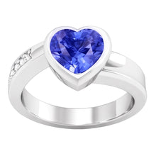 Afbeelding in Gallery-weergave laden, Echte Edelsteen Ring Hart Bezel Set Ceylon Sapphire 2.25 Karaat Sieraden
