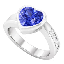 Afbeelding in Gallery-weergave laden, Echte Edelsteen Ring Hart Bezel Set Ceylon Sapphire 2.25 Karaat Sieraden

