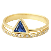 Afbeelding in Gallery-weergave laden, Echte Edelsteen Ring Triljoen Bezel Set Blauwe Saffier 1 Karaat Diamanten Goud
