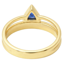 Afbeelding in Gallery-weergave laden, Echte Edelsteen Ring Triljoen Bezel Set Blauwe Saffier 1 Karaat Diamanten Goud
