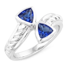 Afbeelding in Gallery-weergave laden, Echte Edelsteen Ring Triljoen Bezel Set Blauwe Saffier 1 Karaat Touw Stijl
