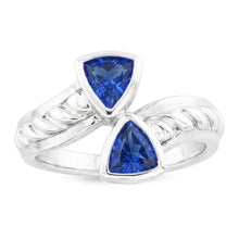 Afbeelding in Gallery-weergave laden, Echte Edelsteen Ring Triljoen Bezel Set Blauwe Saffier 1 Karaat Touw Stijl

