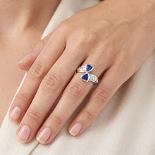 Afbeelding in Gallery-weergave laden, Echte Edelsteen Ring Triljoen Bezel Set Blauwe Saffier 1 Karaat Touw Stijl
