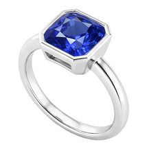 Afbeelding in Gallery-weergave laden, Echte Edelsteen Solitaire Ring Kussen Bezel Set Blauwe Saffier 1,50 Karaat
