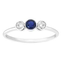 Afbeelding in Gallery-weergave laden, Echte Gouden Edelsteen Ring Bezel Set Diamanten &amp; Saffier 3 Steen 1,50 Karaat
