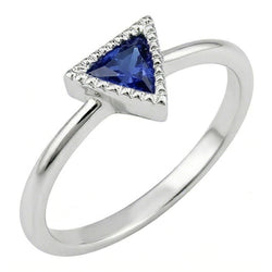 Echte Halo Verlovingsring Triljoen Bezel Set Ceylon Sapphire 0,50 karaat