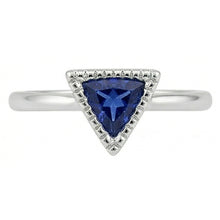 Afbeelding in Gallery-weergave laden, Echte Halo Verlovingsring Triljoen Bezel Set Ceylon Sapphire 0,50 karaat
