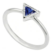 Afbeelding in Gallery-weergave laden, Echte Halo Verlovingsring Triljoen Bezel Set Ceylon Sapphire 0,50 karaat
