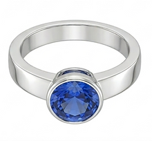 Afbeelding in Gallery-weergave laden, Echte Heren Solitaire Ring Bezel Set Ronde Blauwe Saffier 2 karaat Dikke Schacht
