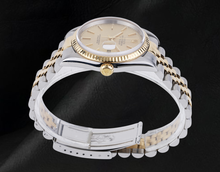 Afbeelding in Gallery-weergave laden, Echte Rolex herenhorloge ivoorkleurige wijzerplaat datumjust tweekleurig goud en roestvrij staal ...
