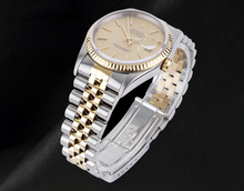 Afbeelding in Gallery-weergave laden, Echte Rolex herenhorloge ivoorkleurige wijzerplaat datumjust tweekleurig goud en roestvrij staal ...
