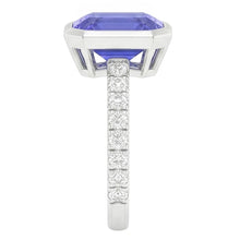 Afbeelding in Gallery-weergave laden, Echte Ronde Diamond Ceylon Sapphire Ring Bezel Set 4 Karaat Pave Set Accenten
