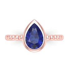 Afbeelding in Gallery-weergave laden, Echte Rose Gold Solitaire Ring Peer Blauwe Saffier 1.50 Karaat Bezel Set

