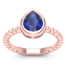 Afbeelding in Gallery-weergave laden, Echte Rose Gold Solitaire Ring Peer Blauwe Saffier 1.50 Karaat Bezel Set
