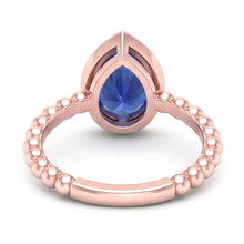 Afbeelding in Gallery-weergave laden, Echte Rose Gold Solitaire Ring Peer Blauwe Saffier 1.50 Karaat Bezel Set
