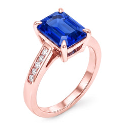 Echte Saffier Ring 2.75 Karaat - 14K Roségoud