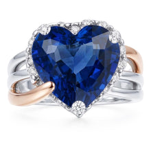 Afbeelding in Gallery-weergave laden, Echte Saffier Ring 4 Karaat - Bicolor Goud
