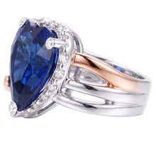 Afbeelding in Gallery-weergave laden, Echte Saffier Ring 4 Karaat - Bicolor Goud
