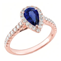 Echte Saffier Ring 5.50 Karaat - 14K Roségoud