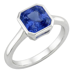 Echte Solitaire 1-karaats bezelset voor dames, natuurlijke blauwe saffierring