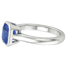 Afbeelding in Gallery-weergave laden, Echte Solitaire 1-karaats bezelset voor dames, natuurlijke blauwe saffierring
