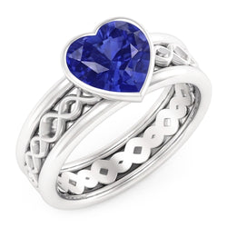 Echte Solitaire Bezel Hartvormige Saffier Ring 2.50 Karaat Infinity Style