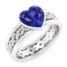 Afbeelding in Gallery-weergave laden, Echte Solitaire Bezel Hartvormige Saffier Ring 2.50 Karaat Infinity Style
