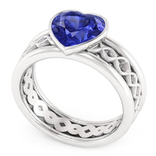 Afbeelding in Gallery-weergave laden, Echte Solitaire Bezel Hartvormige Saffier Ring 2.50 Karaat Infinity Style

