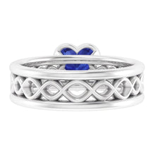 Afbeelding in Gallery-weergave laden, Echte Solitaire Bezel Hartvormige Saffier Ring 2.50 Karaat Infinity Style
