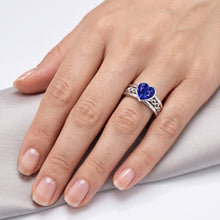 Afbeelding in Gallery-weergave laden, Echte Solitaire Bezel Hartvormige Saffier Ring 2.50 Karaat Infinity Style
