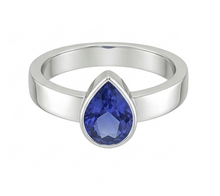 Afbeelding in Gallery-weergave laden, Echte Solitaire Bezel Set Heren Ring Peer Geslepen Blauwe Saffier 2.50 Karaat
