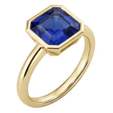 Afbeelding in Gallery-weergave laden, Echte Solitaire Ring 1.50 Karaat Bezel Set Asscher Saffier Geel Goud 14K
