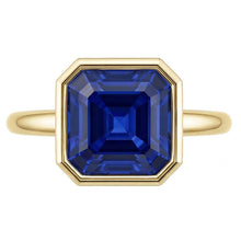 Afbeelding in Gallery-weergave laden, Echte Solitaire Ring 1.50 Karaat Bezel Set Asscher Saffier Geel Goud 14K
